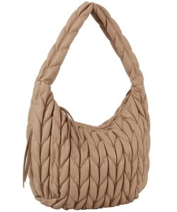 Puffy Chevron Quilted Shoulder Bag Hobo JY-0518-M STONE